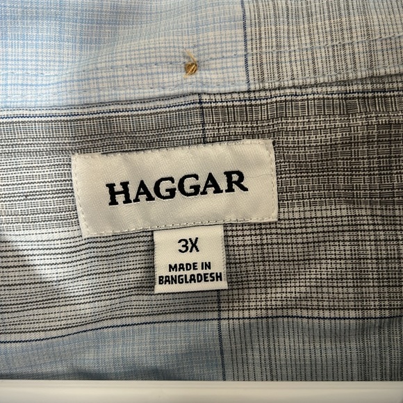 Haggar Casual Button Down Blue and Gray 3X - Picture 2 of 2